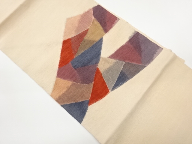 JAPANESE NAGOYA OBI / TSUMUGI / WOVEN GEOMETRIC
